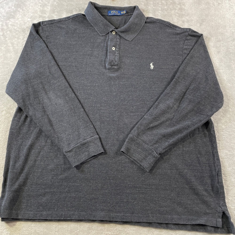 Polo Ralph Lauren Shirt Mens 2XB Charcoal Gray‎ Long Sleeve Preppy Casual Office